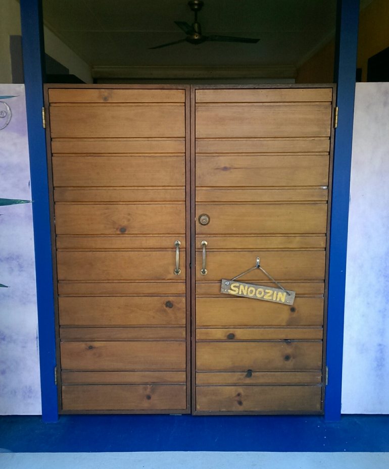 The door of our room at the resort