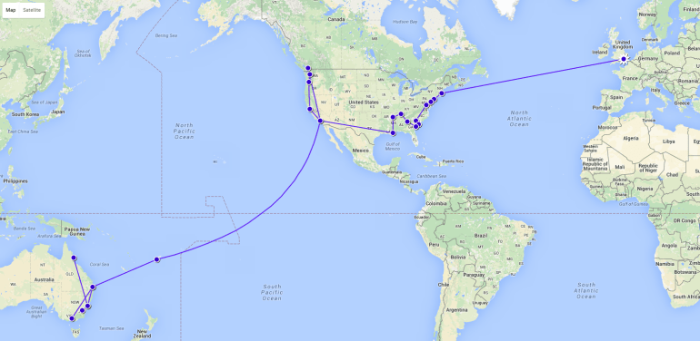 The progress I've made so far around the world! 