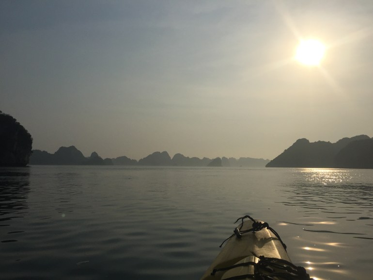 Sun heading towards the horizon as we kayaked back